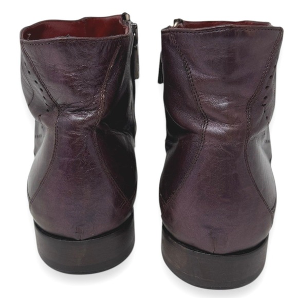 Jo Ghost Boots Mens 40 US 7 Burgundy Leather Side Zip Pointed Toe Brogue Italy
